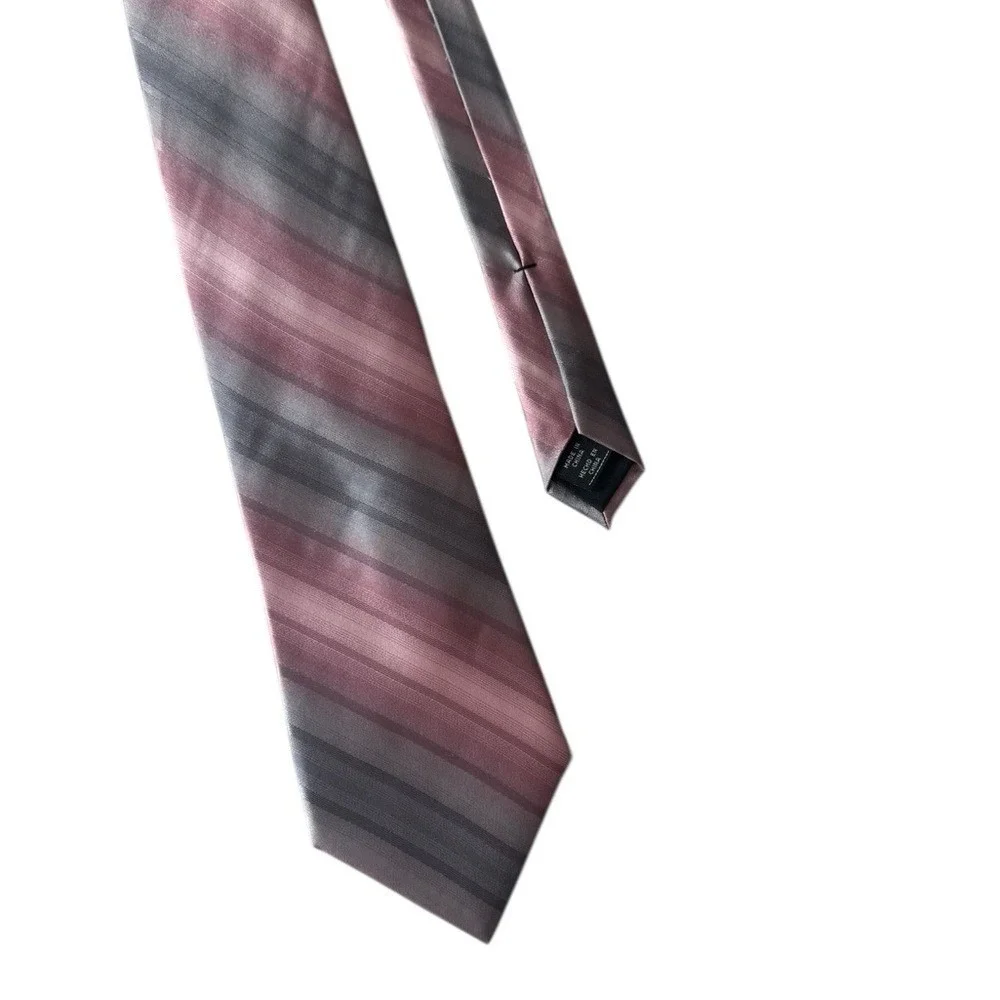 Axist Mens Silk Neck Tie Quiet Luxury Old Money Career Professional Striped Pink
